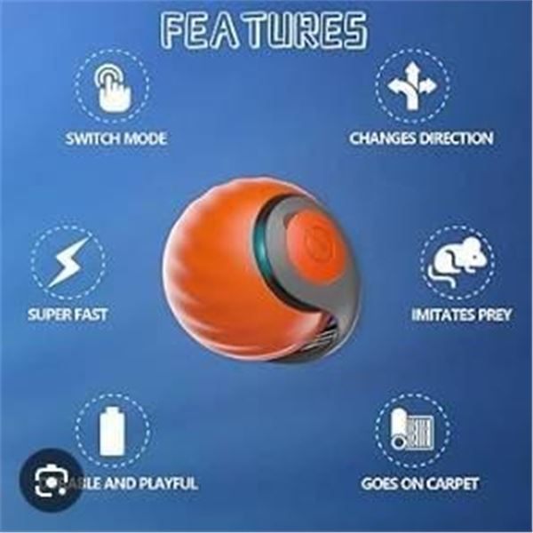 Speedy Tail 2.0 Orange Cat Toy Ball with USB Cable and Feathers