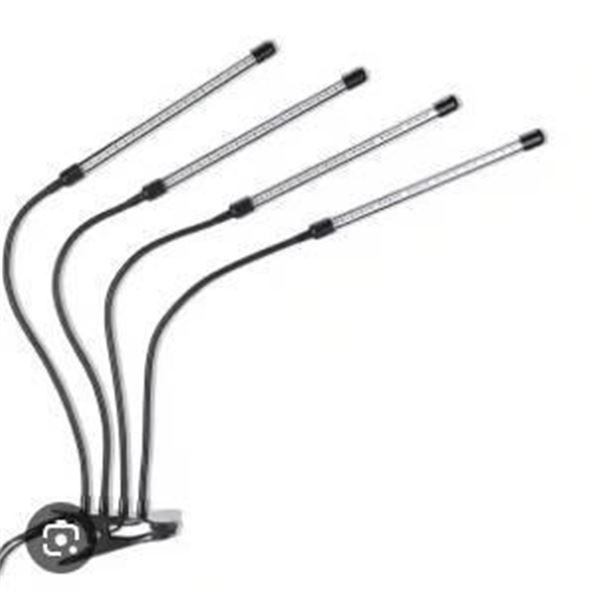 LED Grow Light with 4 Adjustable Gooseneck Bars and Clamp
