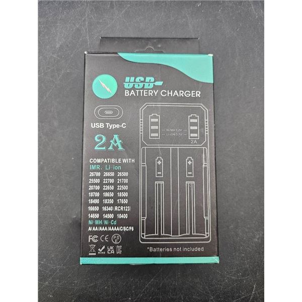 USB Type-C 2A Battery Charger for Multiple Li-Ion Batteries