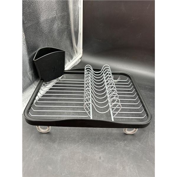 Black and Silver Dish Drying Rack with Drainage Holder