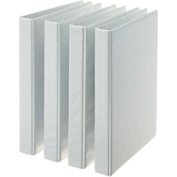 4 White 1.5-Inch Three-Ring Binders with Snap-in-Place Function