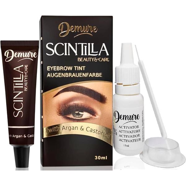 Demure Scintilla Eyebrow Tint Kit, Shade 3.0 Dark Brown, 30 mL