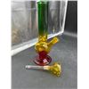 Image 2 : Glass Water Pipe With Three-Color Gradient Design, Includes Detachable Bowl