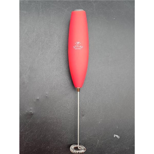 Red Electric Milk Frother With Stainless Steel Whisk