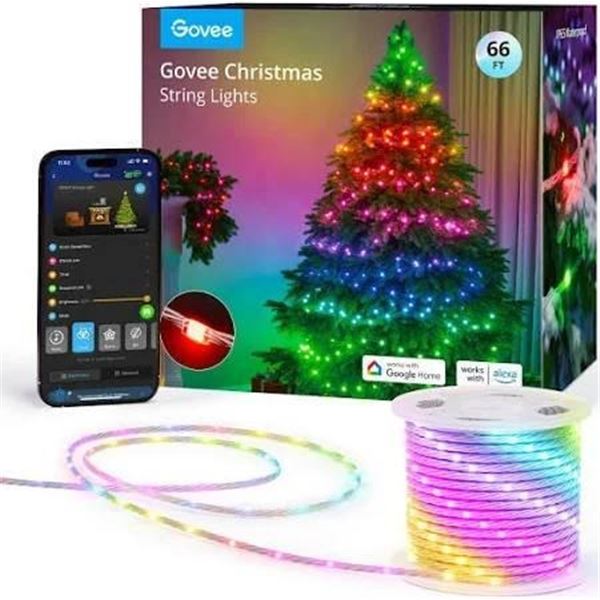 Govee 66ft Christmas Multicolour String Lights with Smart Control, and Alexa Compatibility