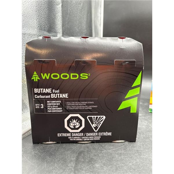 Woods Butane Fuel Canisters, 3-Pack, 227g Each