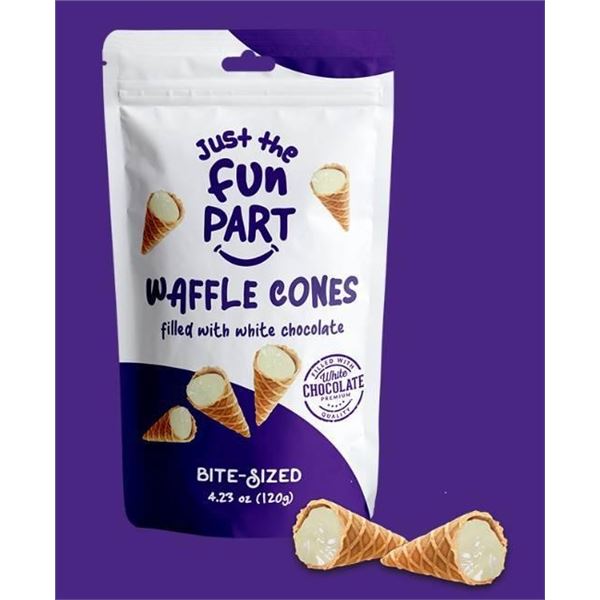 Just The Fun Part Waffle Cones with White Chocolate, 4.25 oz Bags