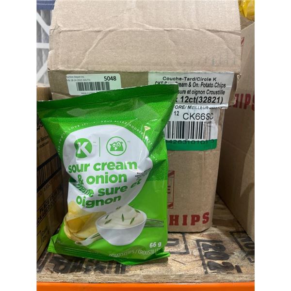 Circle K Foods Sour Cream & Onion Potato Chips, 66g x 12ct