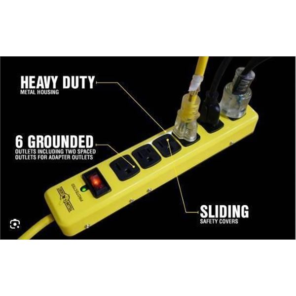 Yellow Jacket 5093 Surge Protector Power Strip With 6 Outlets, 1440 Joules