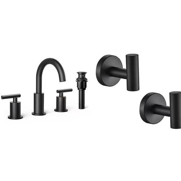 Bathroom Faucet Set with Multiple Components in Black Finish
