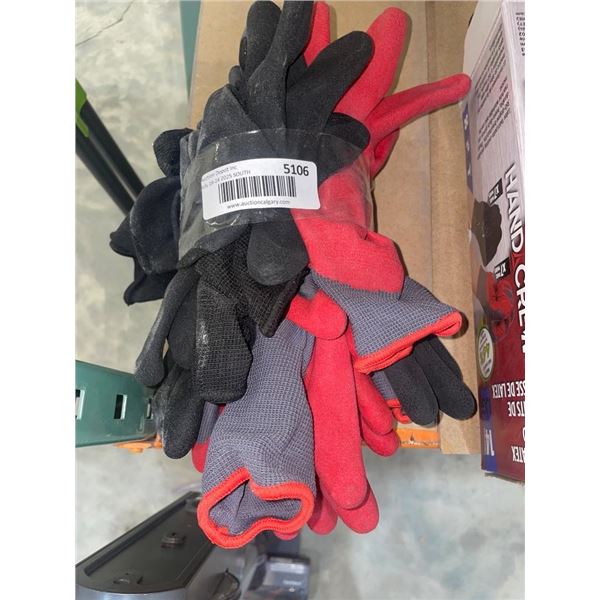 Bundle of Safety Gloves with Red and Black Accents, Lot of 12