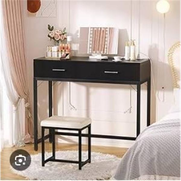 Cyclysio Tri-Fold Mirror Vanity Desk With Stool – Model CBGU-477-TQ-V3