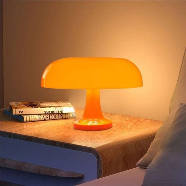 Modern Orange Dome-Shaped Table Lamp With Acrylic Shade