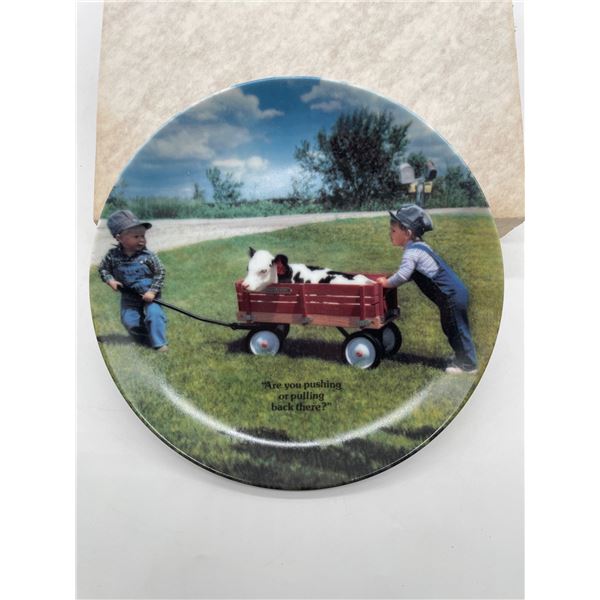 Limited Edition Collectors Plate – Are You Pushing Or Pulling Back There?