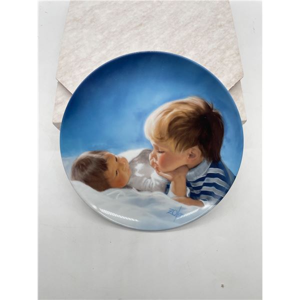 Decorative Plate Featuring Children with Certificate of Authentication