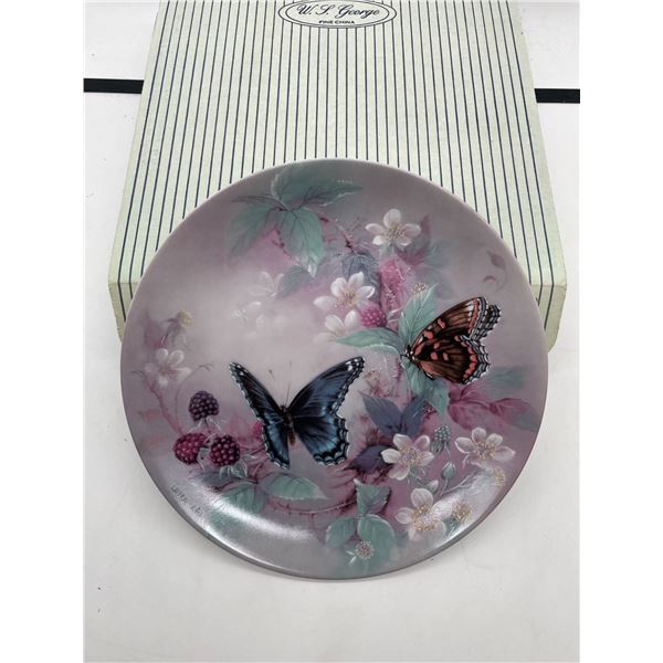 W.S. George Fine China Plate: Red Spotted Purple by Lena Liu