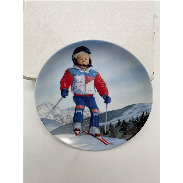 Hot Dogger Collector Plate Featuring Skiing Scene