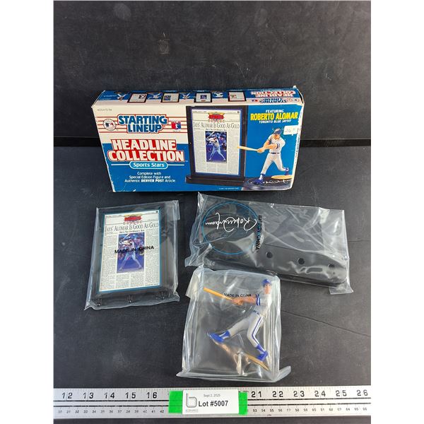 Starting Lineup Roberto Alomar Toronto Blue Jay's Figure & Denver Post Article - New