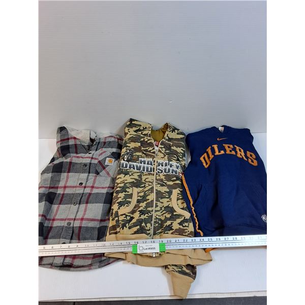 (3) Childrens Zipper Sweaters: Harley Davidson, Oilers, Carhartt (All Size Small 8-10)
