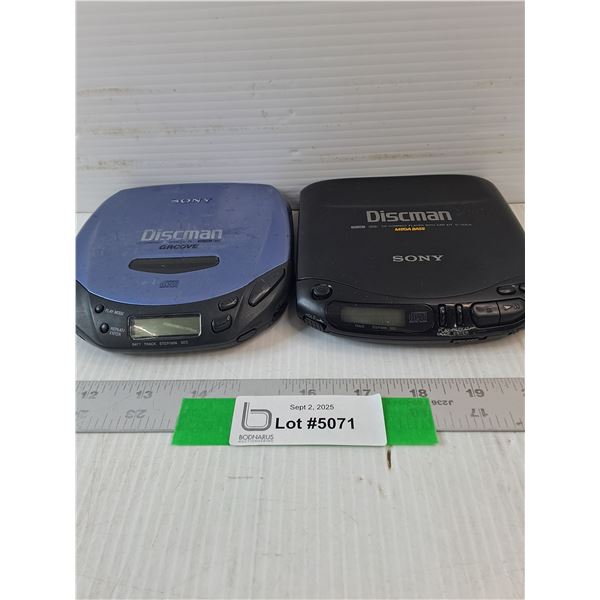 (2) Sony Discman CD Compact Player- As Is