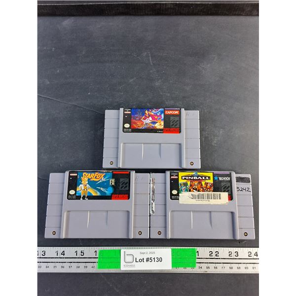 Super Nintendo Cartridges  - Star Fox, Aladdin, Super PinBall - Authenticity Not Guaranteed