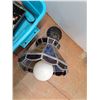 Image 3 : Stained Glass Ceiling Light Fixture, Plastic Storage Tote, Misc -  PICK UP ONLY