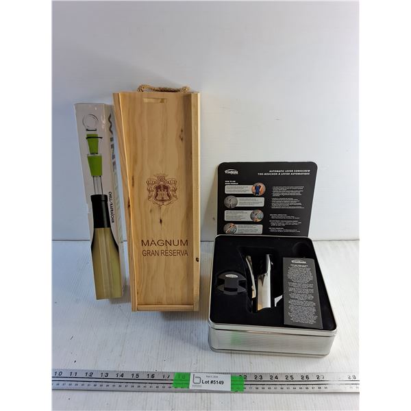 Trudeau Automatic Lever Corkscrew, Magnum Gran Reserva Wooden Box, Wine Chiller