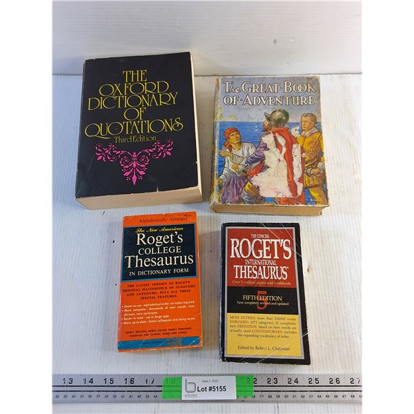 (4) Books - The Great Book of Adventure, College Thesaurus, The Oxford Dictionary
