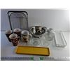 Image 1 : Strainers, Ceramic Mugs, Glass Dishes, Serving Tray