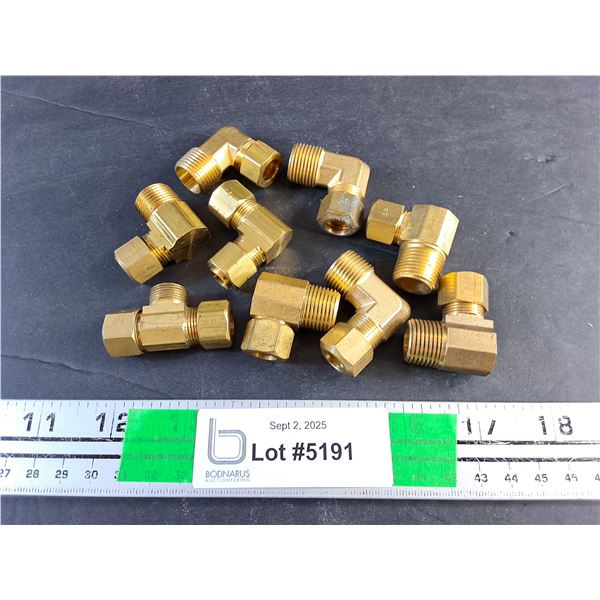 (9) Brass Plumbing Elbow Connectors