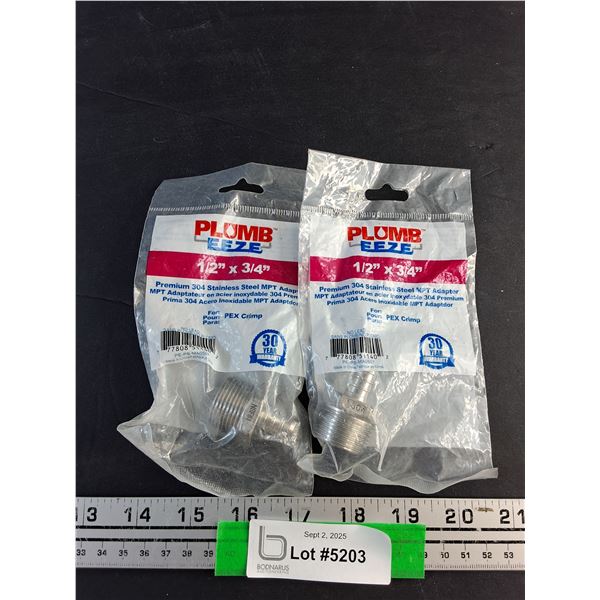 Plumb Eeze Premium 304 Stainless Steel MPT Adapters - New