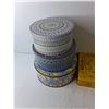 Image 2 : (2) 9″ Square Metal Tins, Set of (3) Circle Tins up to 11″