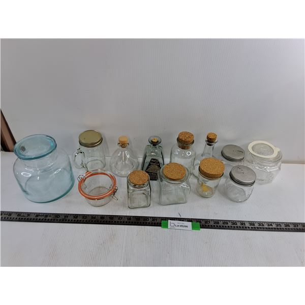 (13) Various Glass Jars/Containers, up to 7″
