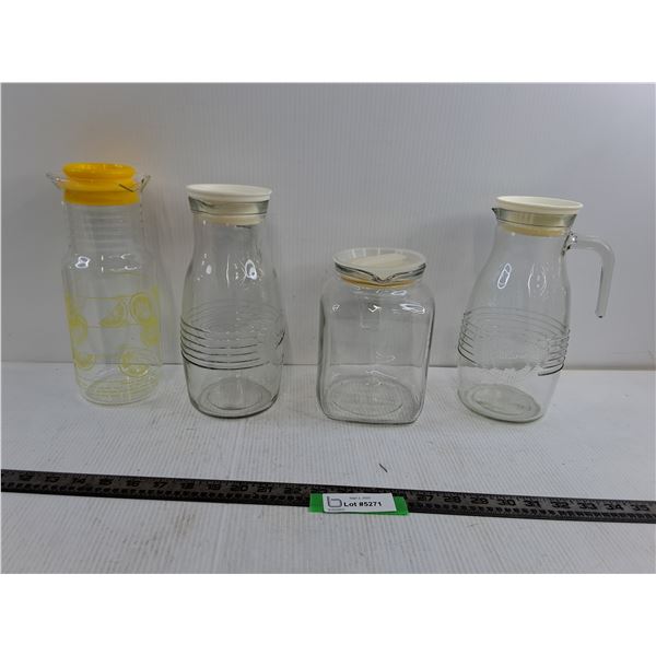 (4) Glass Pitchers up to 11″