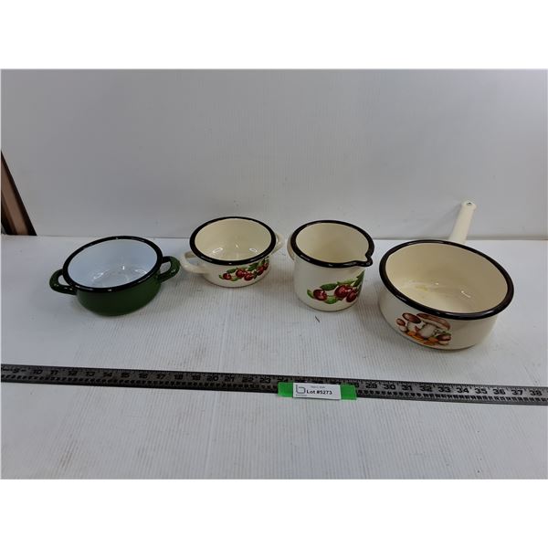 (3) Set of Olkusz Traditional Polish Pots up to 8″, 6″ Green Pan