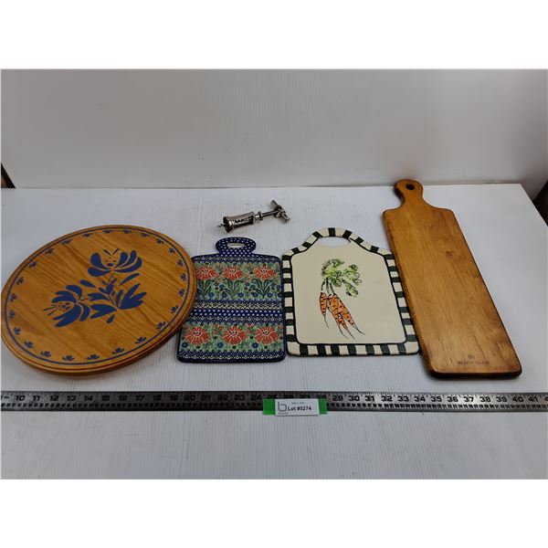 13″ Rotating Wood Food Tray, (2) 11″ Ceramic Cutting Boards, 16″ Long Cut