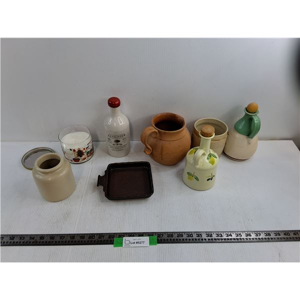 New Christmas Candle, Friesland 5″ Tray, (3) Ceramic Oil Bottles up to 9″, Misc