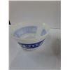Image 7 : (3) Fire King Glass Bowls Blue Japanese Pagoda Design