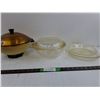 Image 1 : Cornwall Bun Warmer (Missing Cord), (2) PYREX Glass Bowl, Pie Plate with (1) Misc Bowl