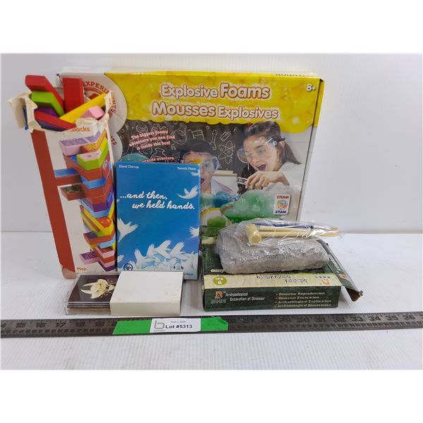 Explosive Foams, Werewolf, Hold Hands, Jenga Blocks, Archaeology Dig Game Board, Card Games
