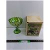 Image 1 : Iridescent Lime Carnival Glass 8″
