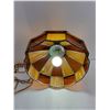 Image 3 : 16″ Orange Stained Glass Chandelier With Bulb Works  -  PICK UP