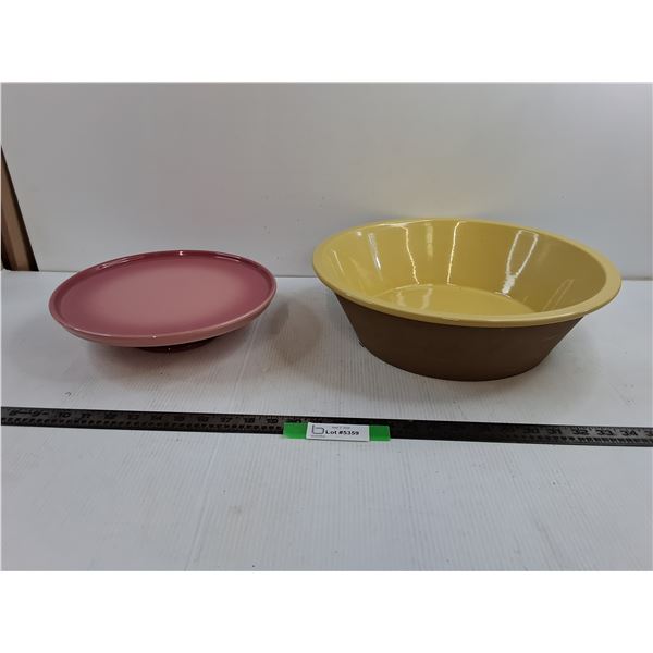 16″ Yellow Ikea Bowl, 11″ Le Creuset Food Riser