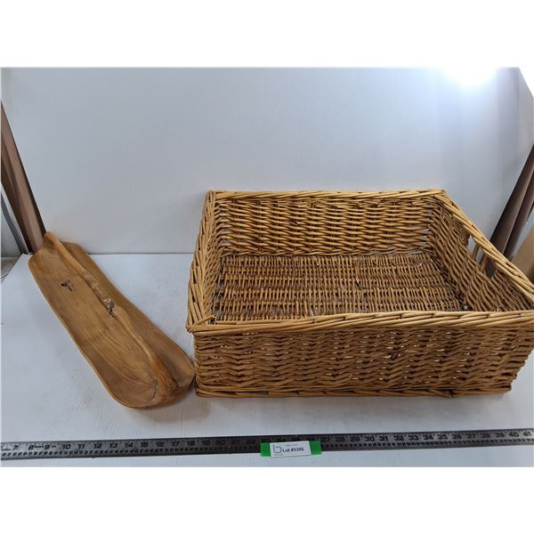 24″ Wicker Basket, 24″ Wooden Tray -  PICK UP ONLY
