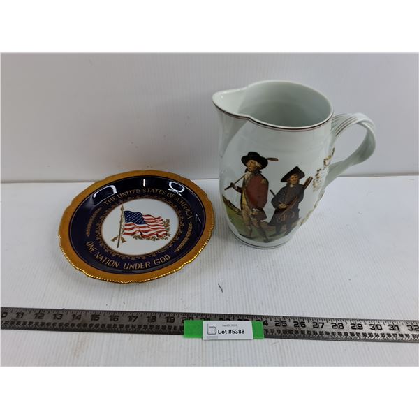 USA Hangable Decorative Plate, 9″ George Washington Pitcher