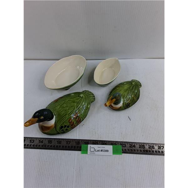 (2) Ceramic Duck Containers up to 7″