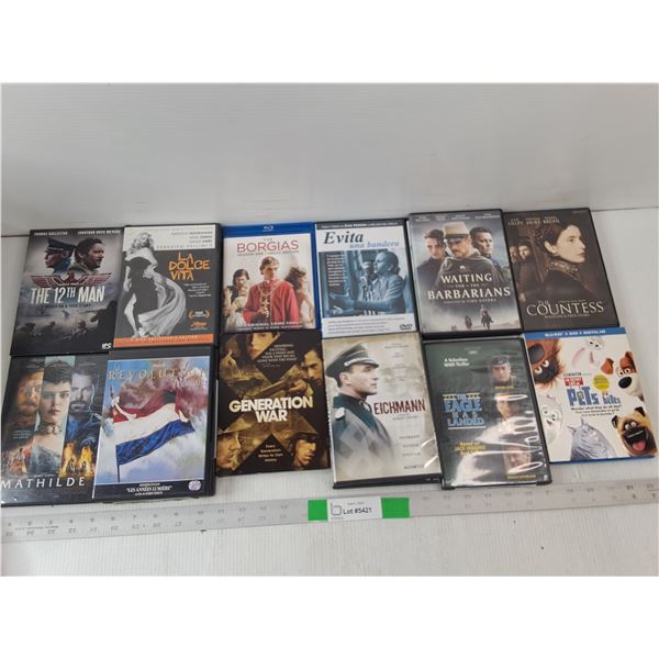 History/War Movies, Comedy Movies, (15) DVD/Blu-Ray Disc Total