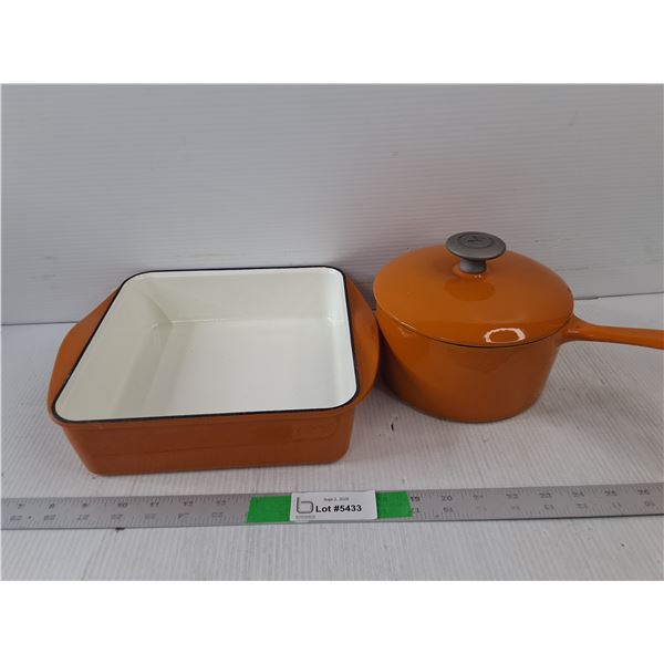 Mario Batali Enamel Cast Iron 9 x 9 and Pot With Lid