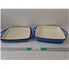 Image 1 : Bruntmor Light Blue Enamel Coated Cast Iron Baking Pan/Frying Pan With Ridged Top Side