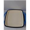 Image 2 : Bruntmor Light Blue Enamel Coated Cast Iron Baking Pan/Frying Pan With Ridged Top Side
